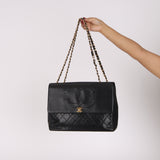 Chanel Maxi CC Timeless Turnlock Flap Black Lambskin 1991 24K GP