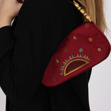 Ultra-Rare Christian Dior 1999 Embroidered Burgundy Satin Malice Bag