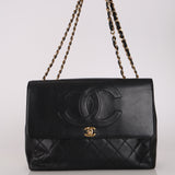 Chanel Maxi CC Timeless Turnlock Flap Black Lambskin 1991 24K GP