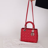 Dior 2015 Raspberry Lambskin Cannage Small Lady Dior