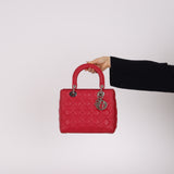 Dior 2015 Raspberry Lambskin Cannage Small Lady Dior