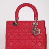 Dior 2015 Raspberry Lambskin Cannage Small Lady Dior