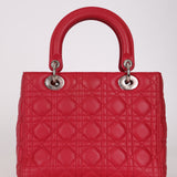 Dior 2015 Raspberry Lambskin Cannage Small Lady Dior