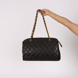 Chanel Bowling Bag Black Lambskin 1996 24K GP