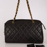 Chanel Bowling Bag Black Lambskin 1996 24K GP