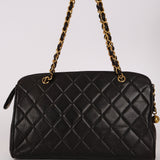 Chanel Bowling Bag Black Lambskin 1996 24K GP