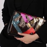 Fendi Multicolor Logo Sequin Patent Flap