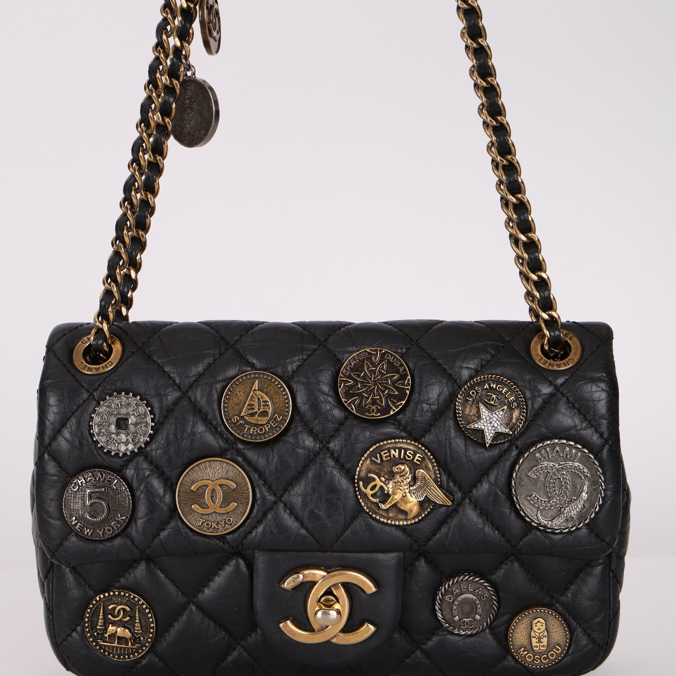 Rare Chanel 2015 Paris-Dubai Mini Medallion Flap Bag