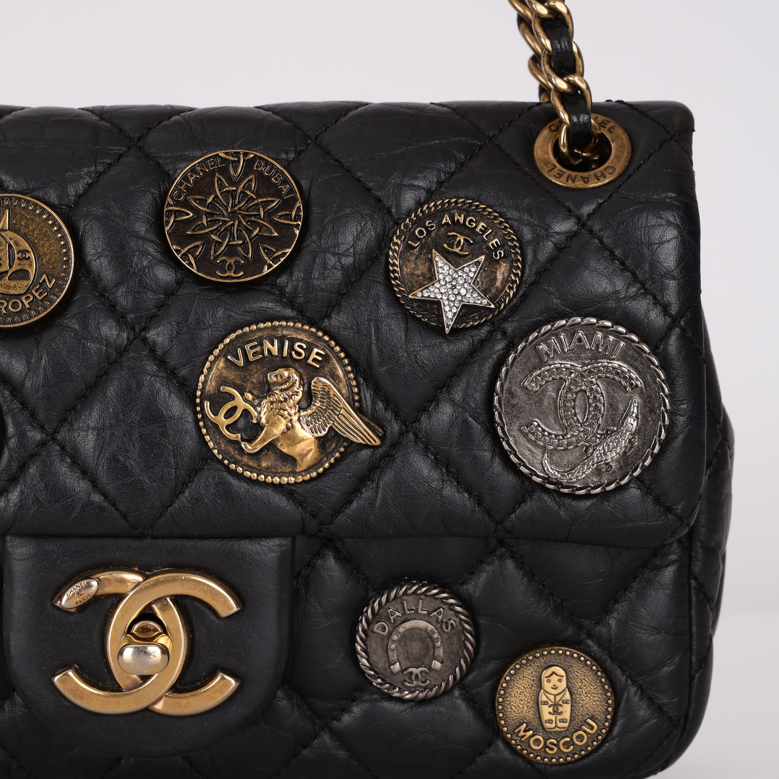 Rare Chanel 2015 Paris-Dubai Mini Medallion Flap Bag