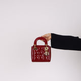 Dior 2019 Red Patent Cannage Mini Lady Dior