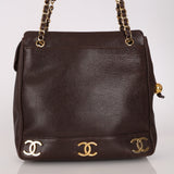 Chanel Triple CC Tote Brown Caviar 1994 24K GP