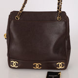 Chanel Triple CC Tote Brown Caviar 1994 24K GP