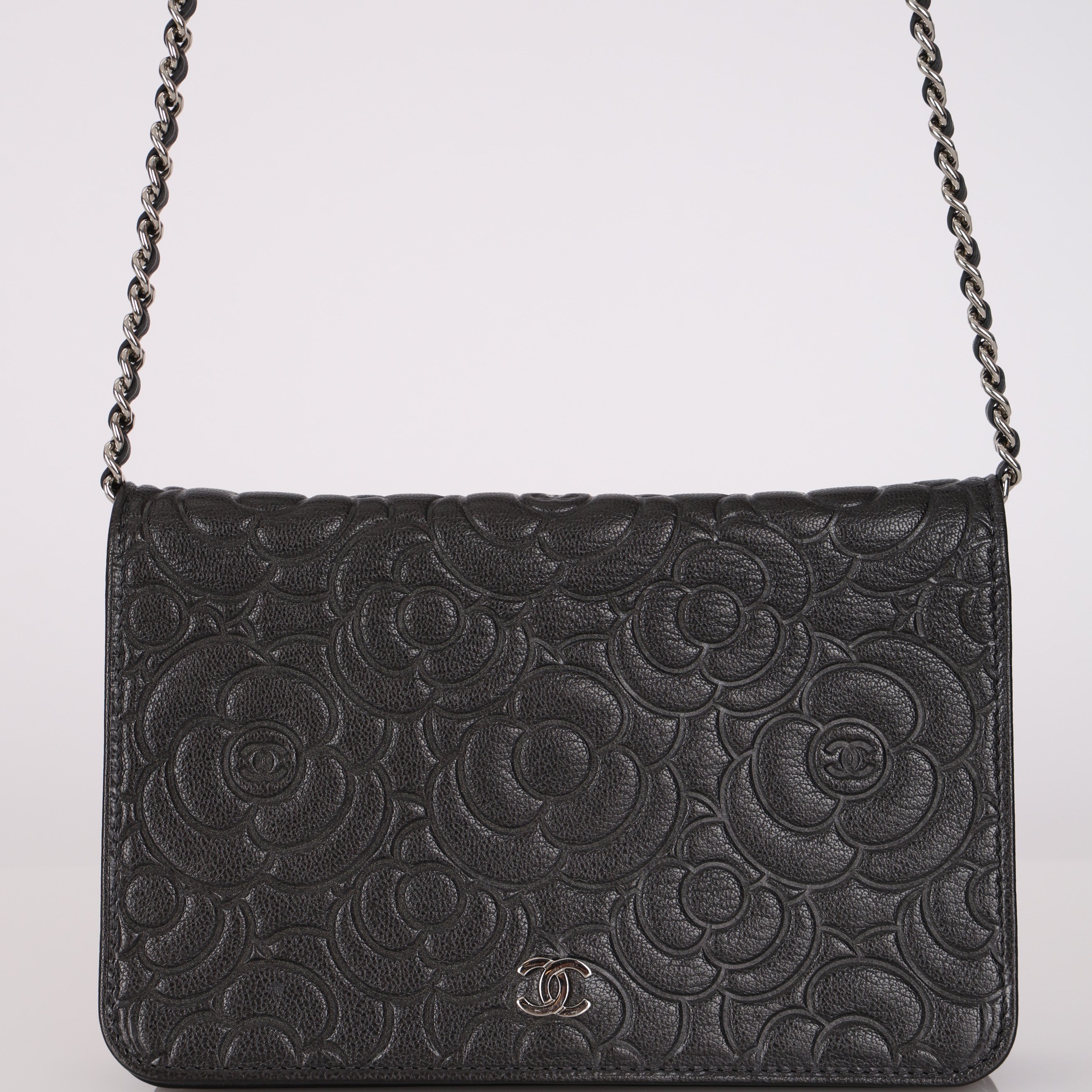 Chanel 2019 Calfskin Camellia Wallet on Chain