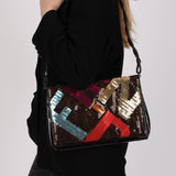 Fendi Multicolor Logo Sequin Patent Flap
