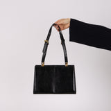 Fendi 1970s Black Lizard Frame Evening Bag