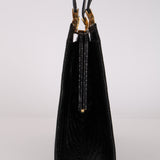 Fendi 1970s Black Lizard Frame Evening Bag