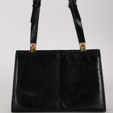 Fendi 1970s Black Lizard Frame Evening Bag