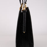 Fendi 1970s Black Lizard Frame Evening Bag