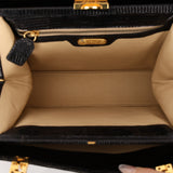 Fendi 1970s Black Lizard Frame Evening Bag