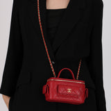 Chanel 2022 Ruby Caviar Polly Pocket East West Top Vanity With Chain