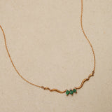 18K Yellow Gold Diamond and Emerald Branch Pendant Necklace
