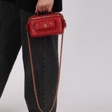 Chanel 2022 Ruby Caviar Polly Pocket East West Top Vanity With Chain