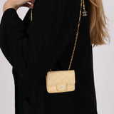 Chanel 2020 Butter Yellow Lambskin Belt Bag Card Holder on Chain