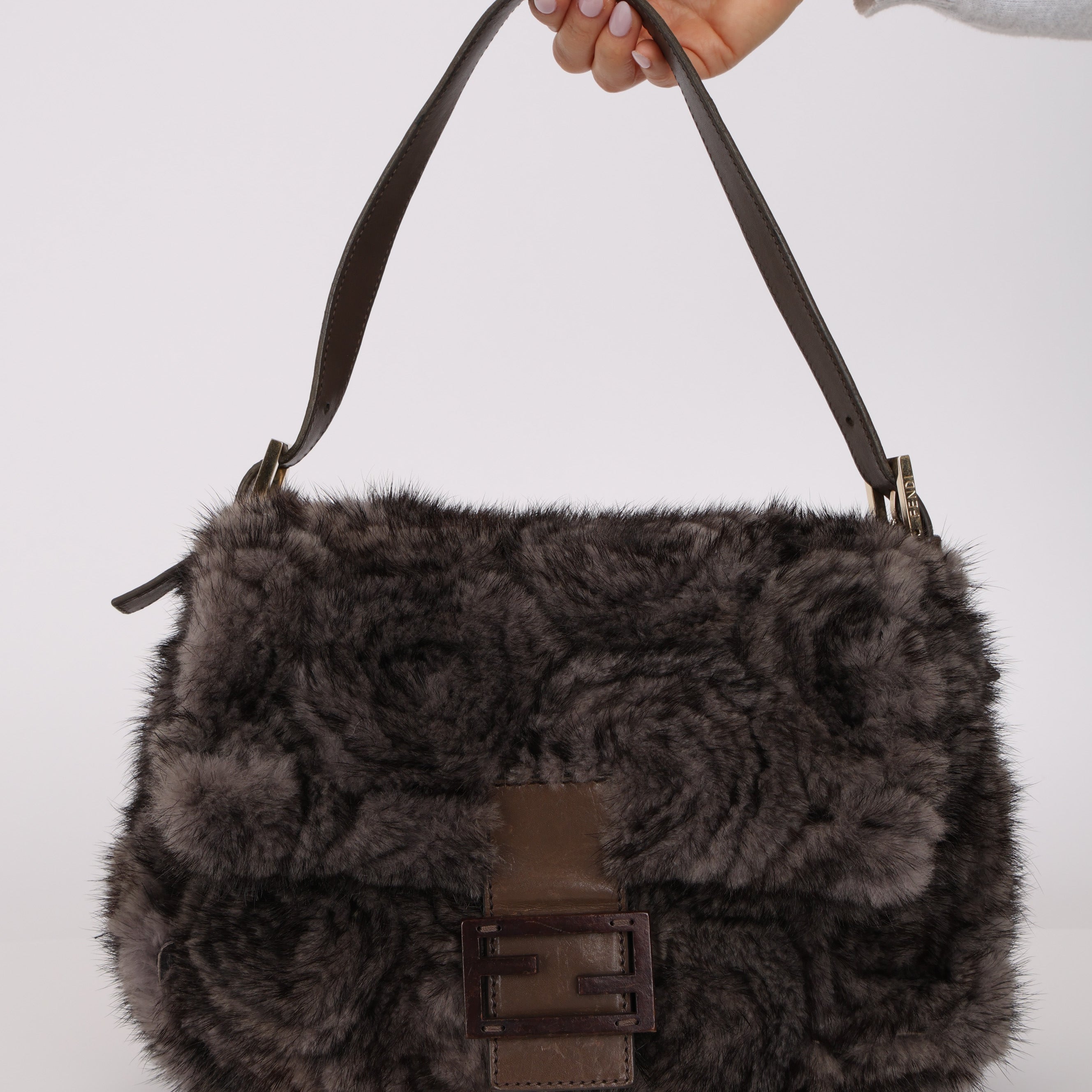 Rare Fendi Raccoon Fur Mama Baguette Bag