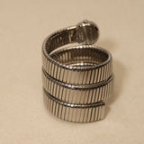 Vintage Bvlgari Stainless Steel Serpenti Tubogas Double Spiral Diamond Quartz Watch Black 19mm