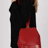 Rare Chanel 2010 Ruby Caviar Triple CC Bucket Bag