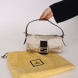 Fendi Dove Grey Satin Crystal Baguette