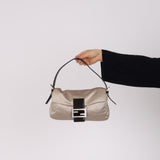 Fendi Dove Grey Satin Crystal Baguette
