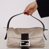 Fendi Dove Grey Satin Crystal Baguette
