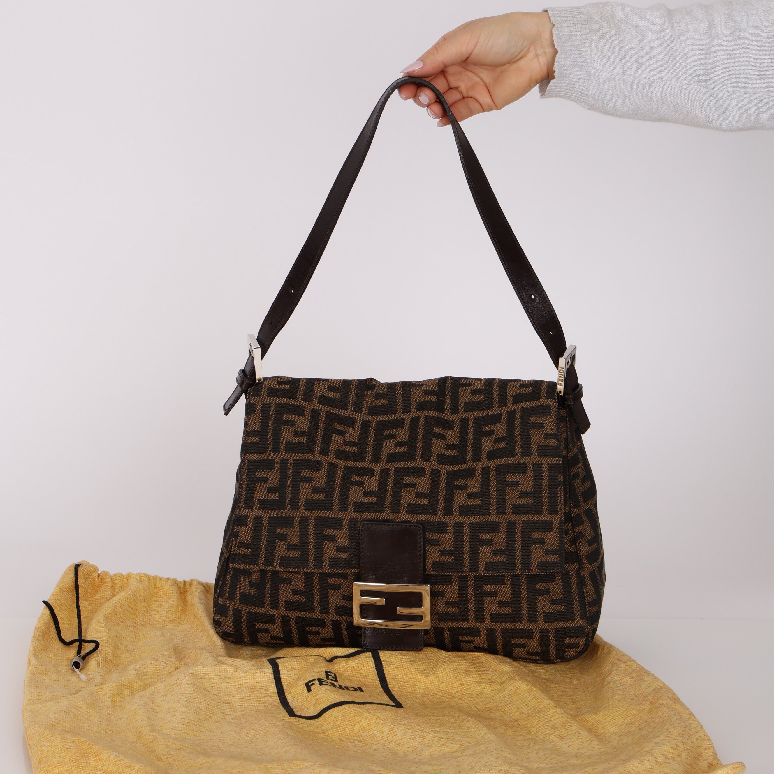 Fendi Zucca Canvas Mama Baguette Bag SHW