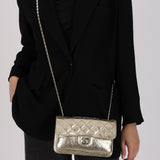 Chanel 2012 Metallic Champagne Crinkled Calfskin Accordion Small Clam Flap