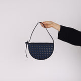 Limited Edition Bottega Veneta Blue Abyss Denim and Leather Intrecciato Mini Sunrise Shoulder Bag