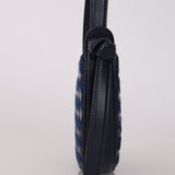Limited Edition Bottega Veneta Blue Abyss Denim and Leather Intrecciato Mini Sunrise Shoulder Bag