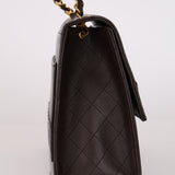 Chanel Trapezoid Single Flap Dark Brown Lambskin 1994 24K GP