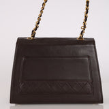 Chanel Trapezoid Single Flap Dark Brown Lambskin 1994 24K GP