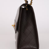 Chanel Trapezoid Single Flap Dark Brown Lambskin 1994 24K GP