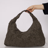 Bottega Veneta Moss Intrecciato Distressed Medium Hobo