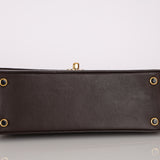 Chanel Trapezoid Single Flap Dark Brown Lambskin 1994 24K GP