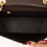 Chanel Trapezoid Single Flap Dark Brown Lambskin 1994 24K GP