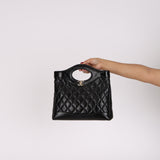 Chanel Mini 31 Shopping Bag Black Shiny Crinkled Calfskin 2024 GHW
