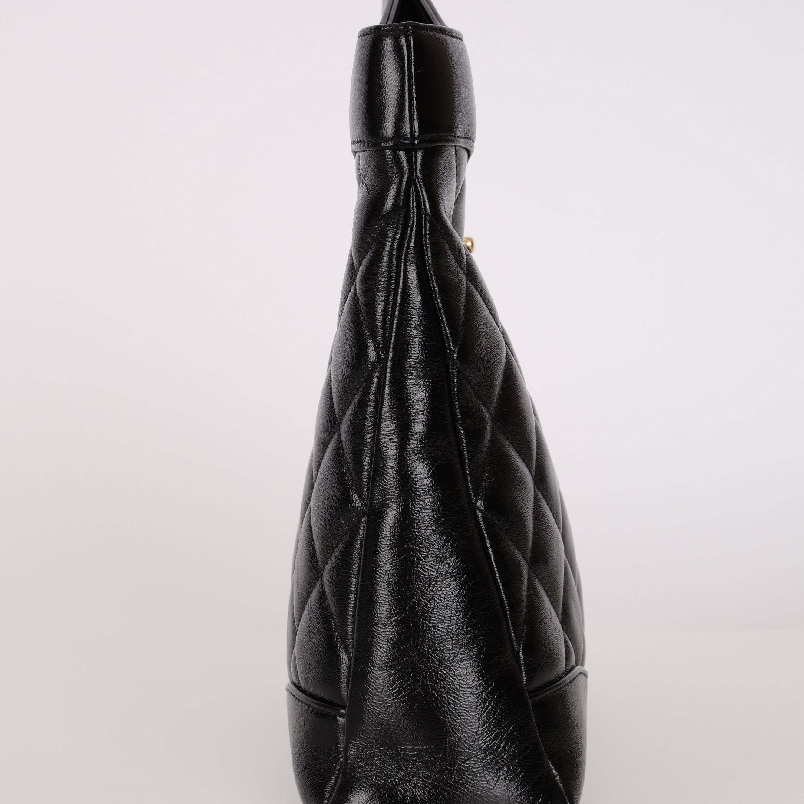 Chanel Mini 31 Shopping Bag Black Shiny Crinkled Calfskin 2024 GHW