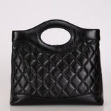 Chanel Mini 31 Shopping Bag Black Shiny Crinkled Calfskin 2024 GHW