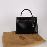 Hermès 1987 Noir Box Kelly 28 Sellier GHW