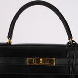 Hermès 1987 Noir Box Kelly 28 Sellier GHW