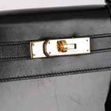 Hermès 1987 Noir Box Kelly 28 Sellier GHW