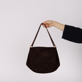 Bottega Veneta Chocolate Suede Maxi Intrecciato Shoulder Bag